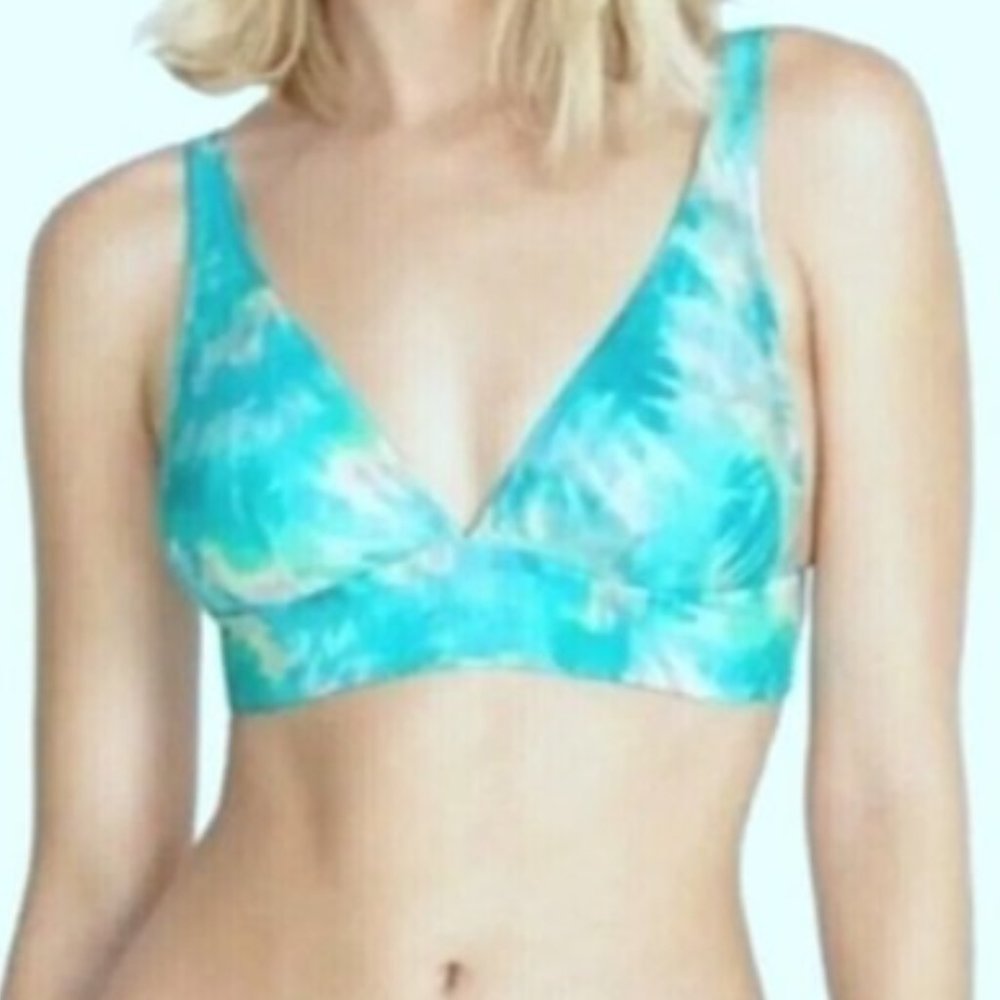NWT Johnny Was Calme Watercolor Bikini Top Large Aqua Keys